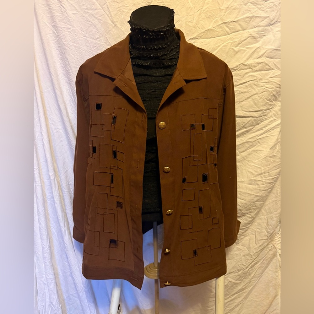 Vintage Retro cutout Jacket buttery soft and cafe brown 80/90s era